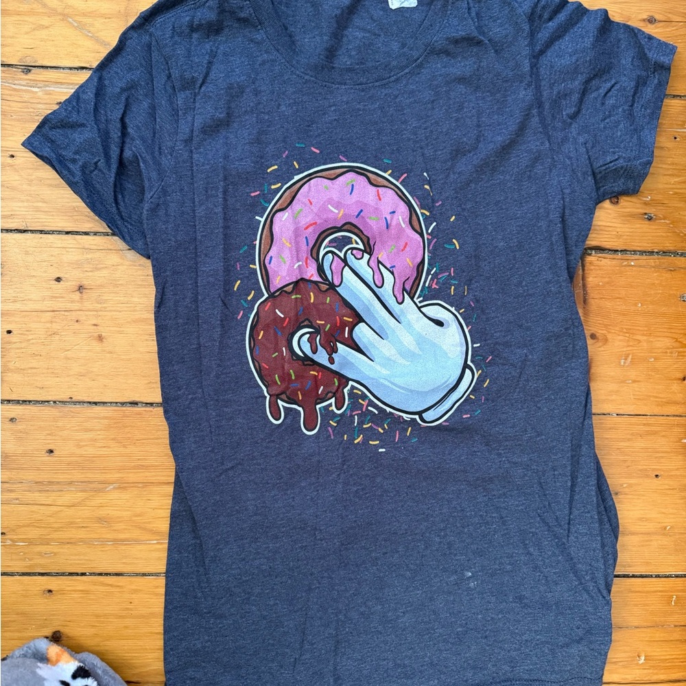 Graphic Tee with Donut Design - Blue